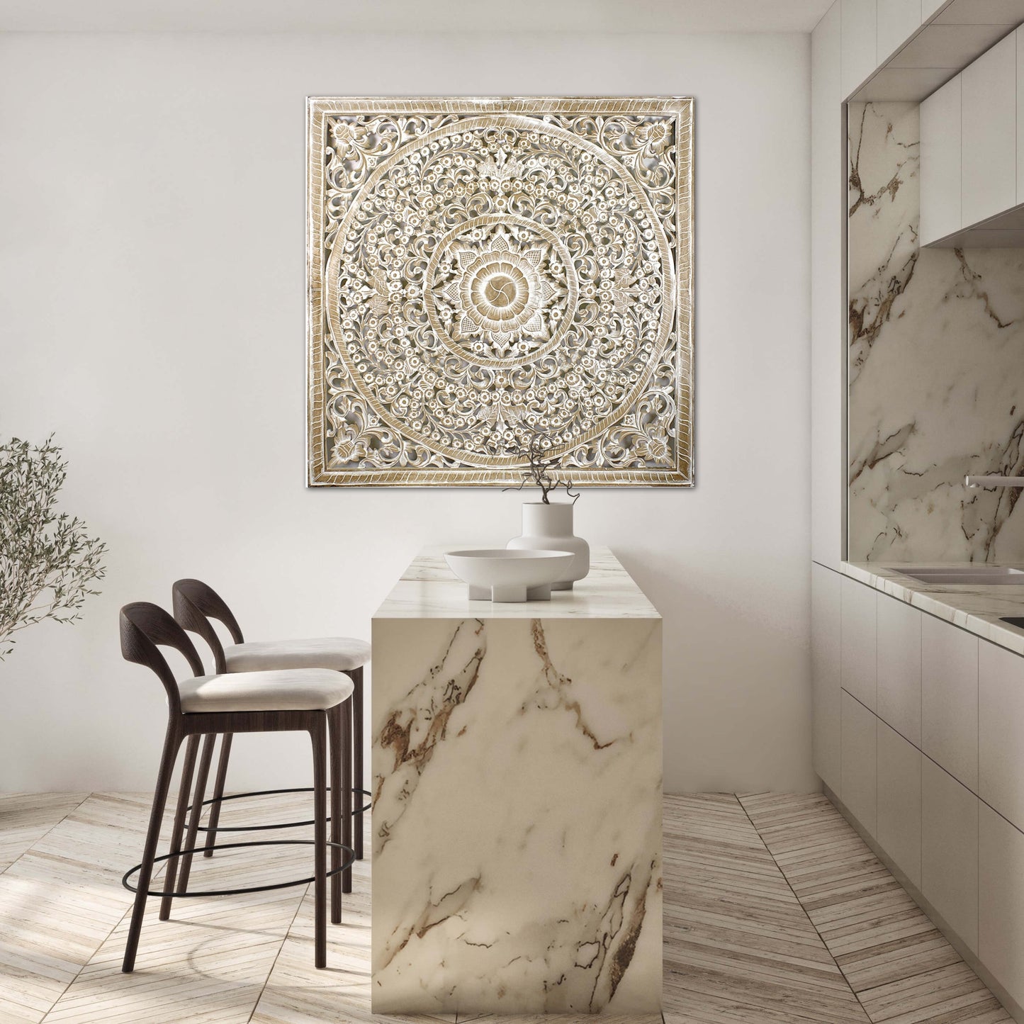 Custom Decorative Panel "Peony" - Antic Wash - 200 x 110cm