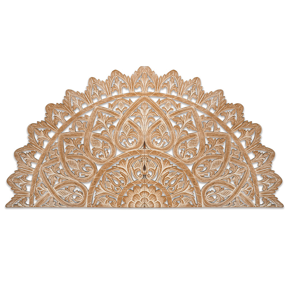 Carved Bed Headboard "Mahkota" - Antic wash