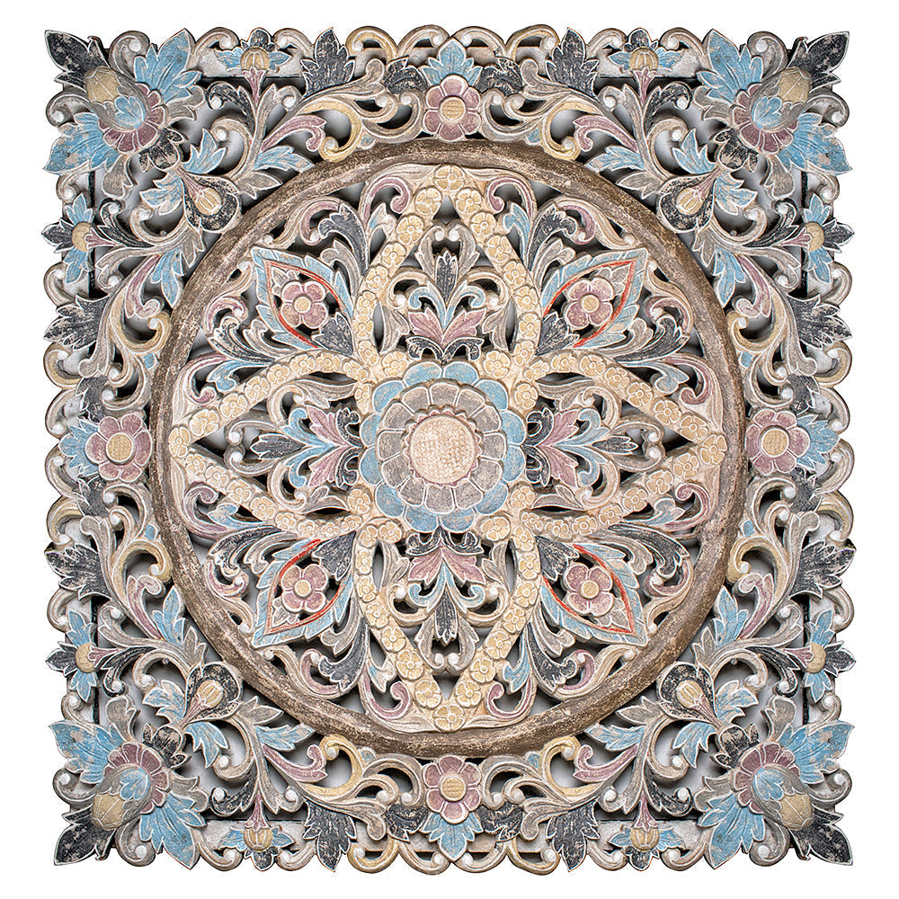 carved deco panel ceningan multicolor bali design hand carved hand made home decorative house furniture wood material