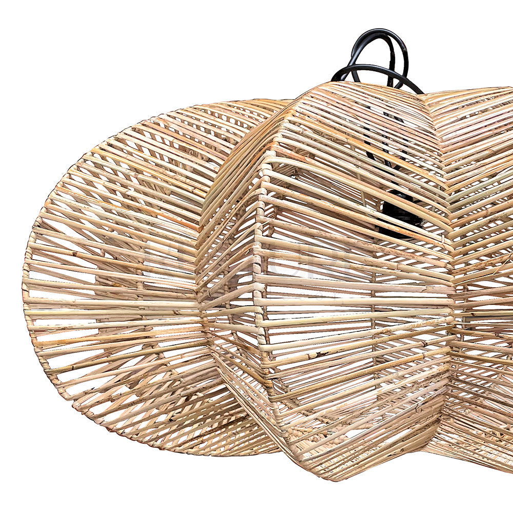 rattan pendant hang lamp shades lembongan bali design hand carved hand made home decorative house furniture wood material