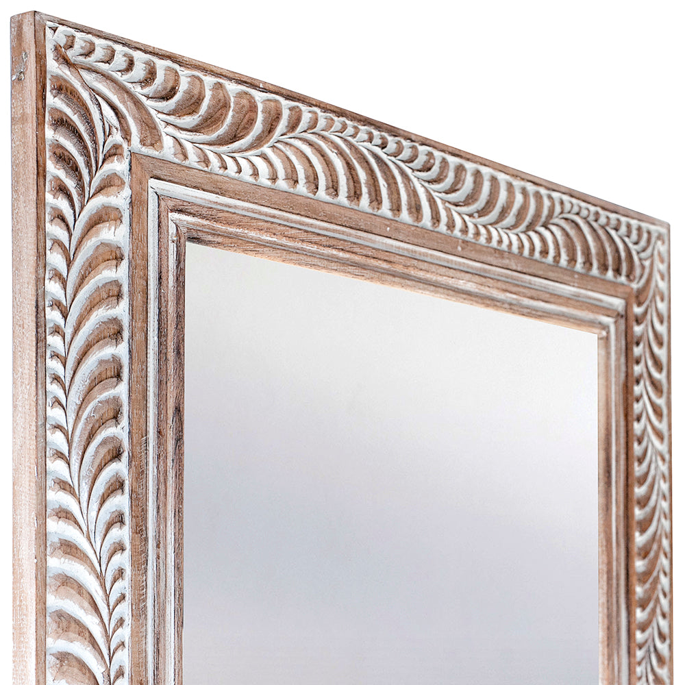 Hand Carved Mirror "Dumogi" - Natural wash