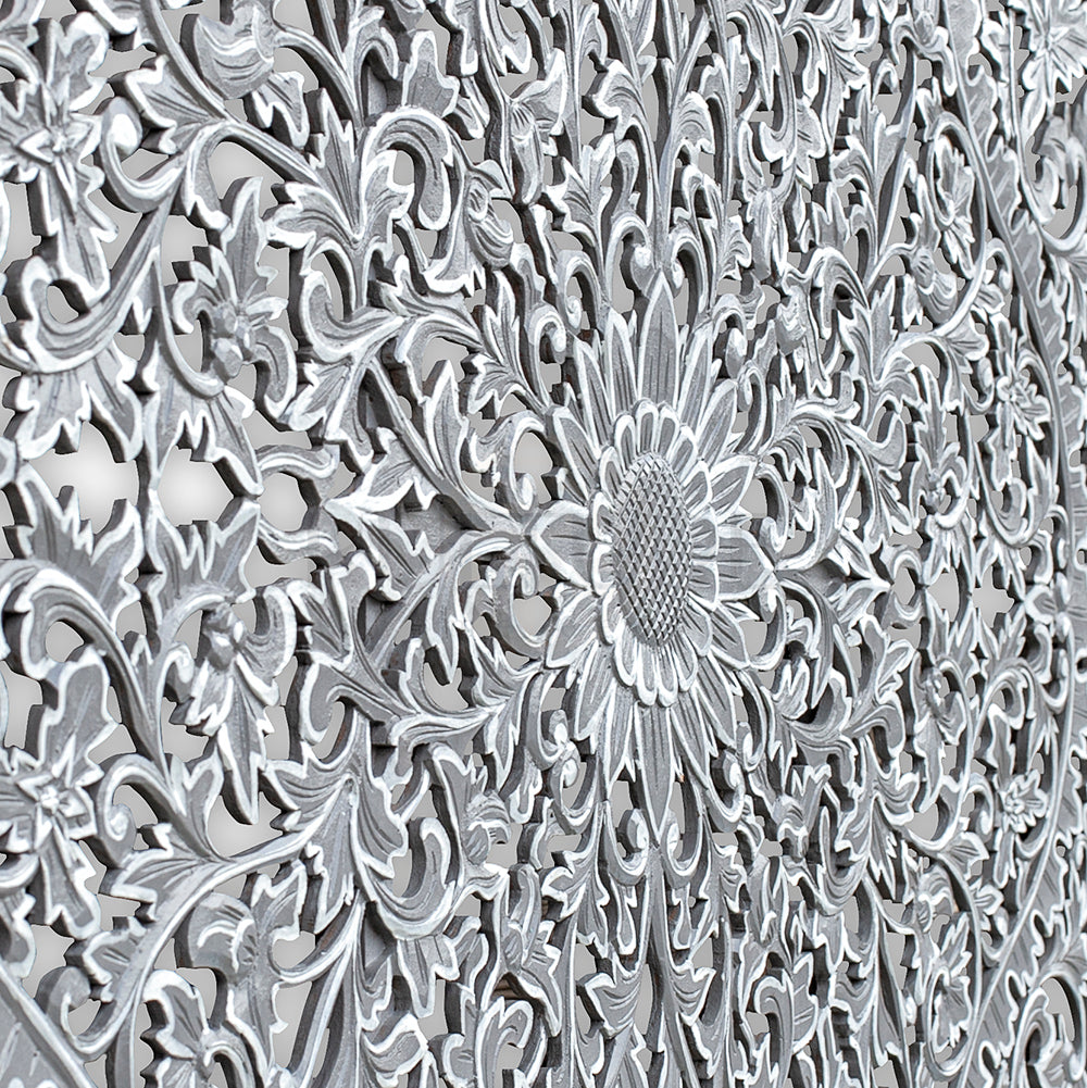 bed headboard suksema grey white wash bali design hand carved hand made home decorative house furniture wood material