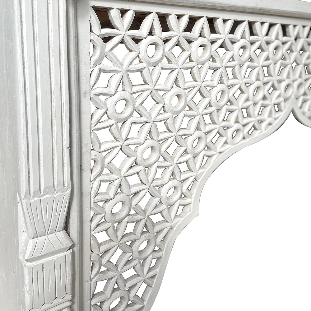 Wooden Carved Console Table "Damai" - White Wash