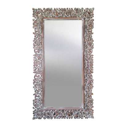 Hand Carved Mirror "Agung" Brown Wash - 180 cm