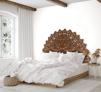 Carved Bed Headboard "Mahkota" - Brown