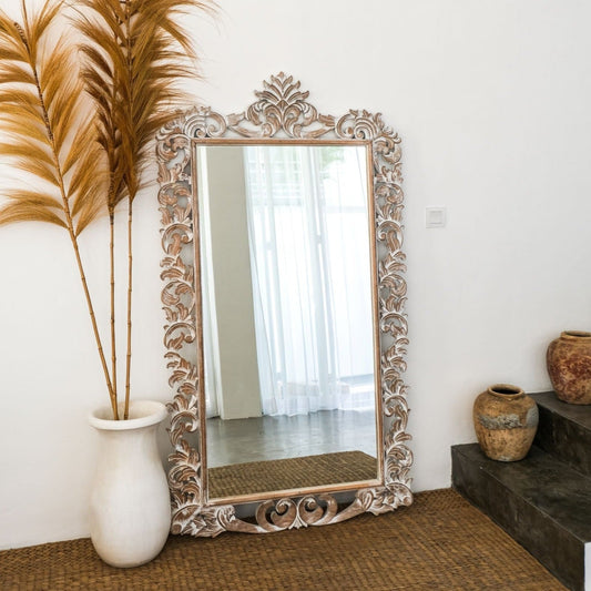 wood mirror uluwatu antic wash bali design hand carved hand made home decorative house furniture wood material