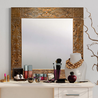 Hand Carved Mirror "Dili" - Natural brown - 180cm