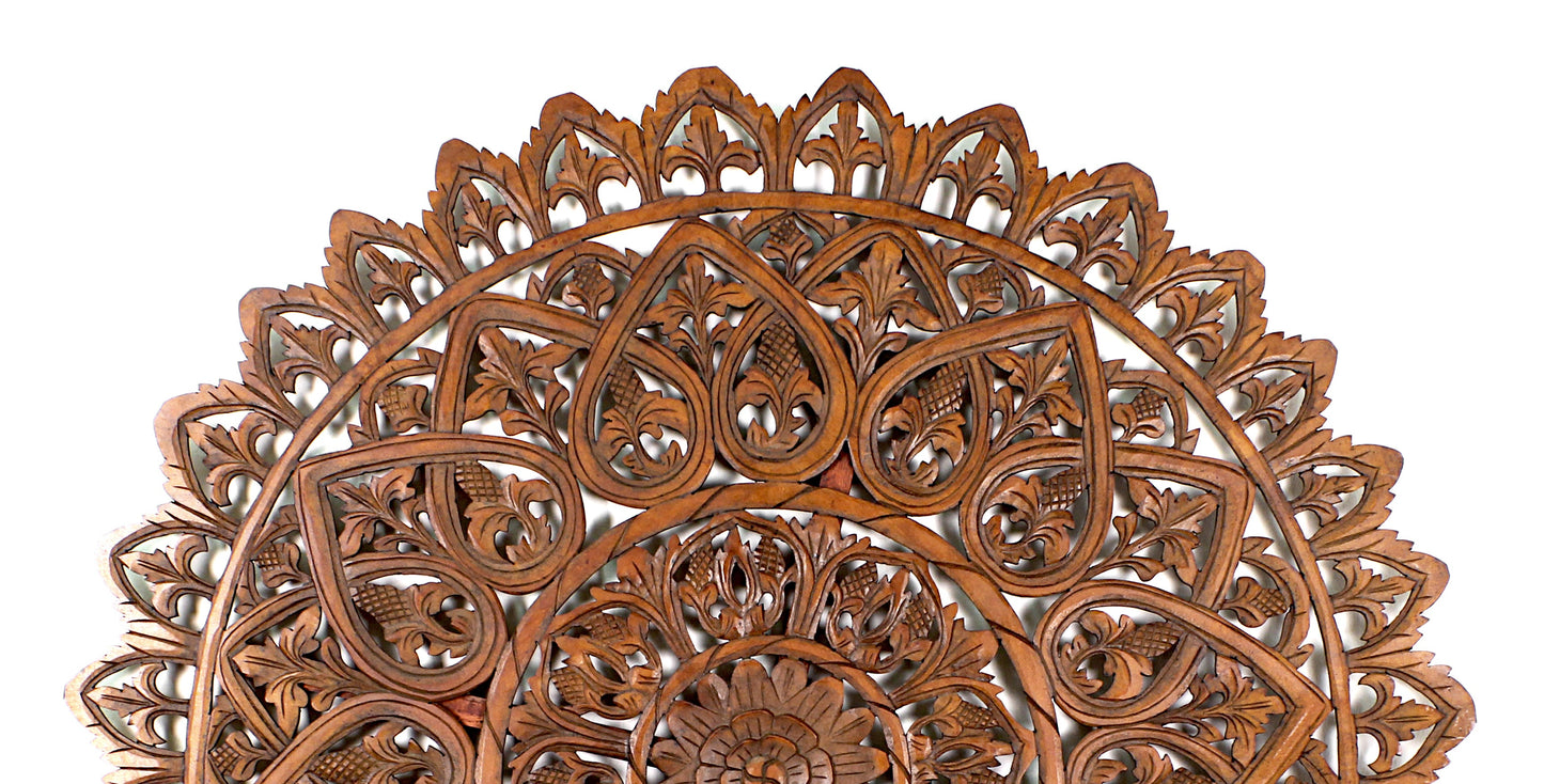 Carved Bed Headboard "Mahkota" - Brown