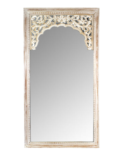 Hand Carved Mirror "Cahaya" in antic wash - 150 cm