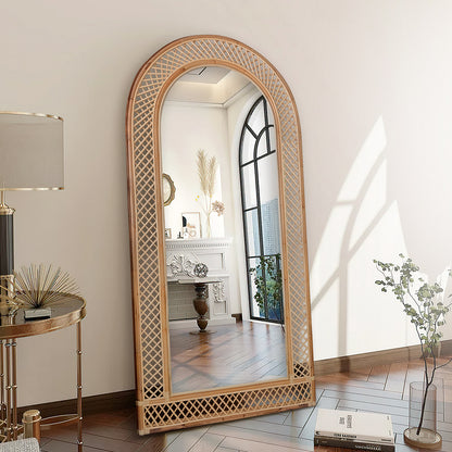 Hand Carved Full Length Rattan Mirror - 200cm