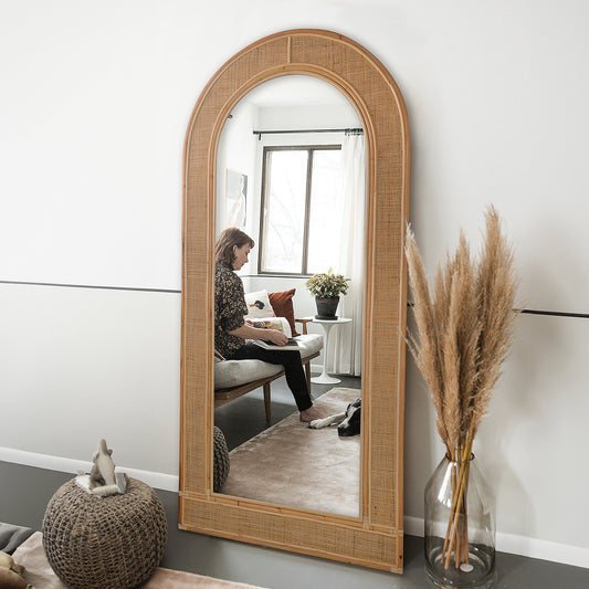 Hand Carved Full Length Rattan Mirror - 200cm