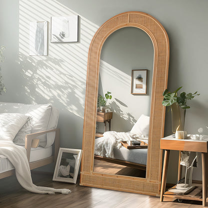 Hand Carved Full Length Rattan Mirror - 200cm