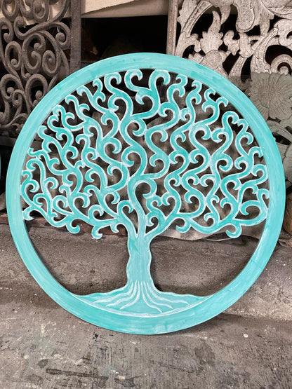 Decorative Mandala  "Tree of Life" - Green wash - 80 cm