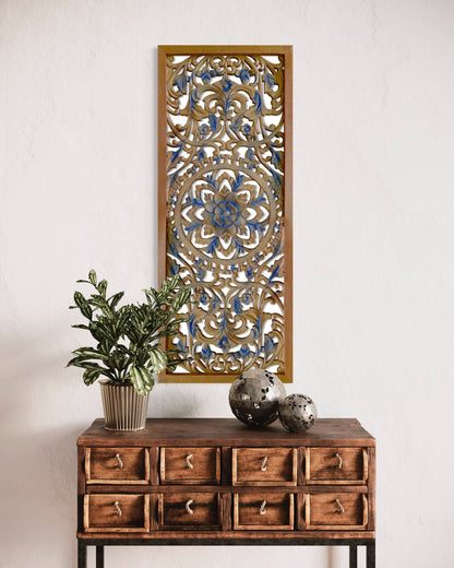 Decorative Panel "Amara" - Blue and brown wash