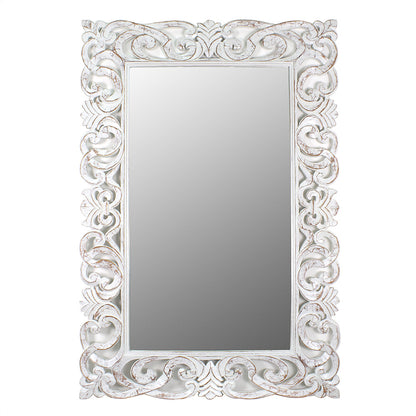 Hand Carved Mirror "Bimasakti" White Wash - 150 cm