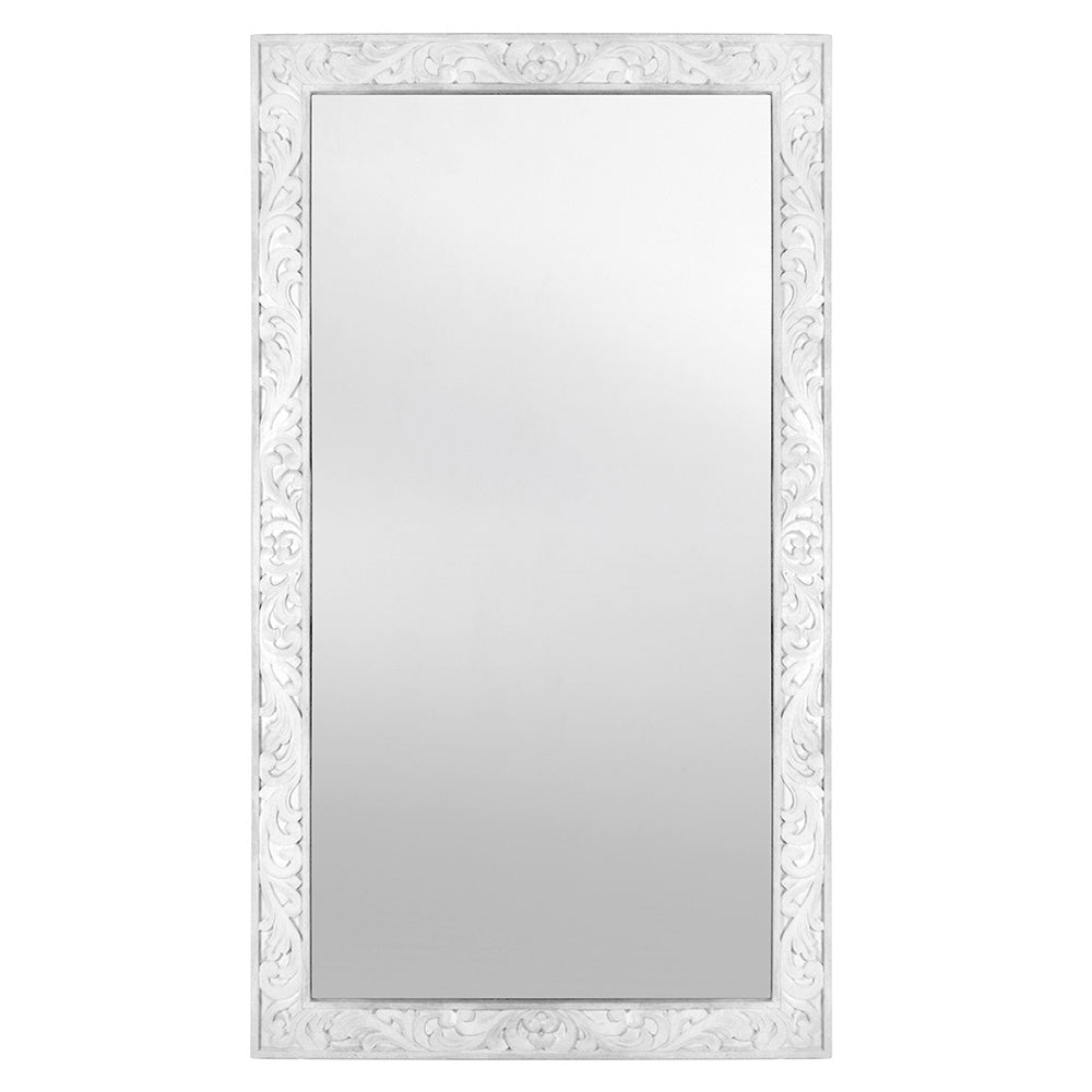 Hand Carved Mirror "Asmara" White - 150 cm