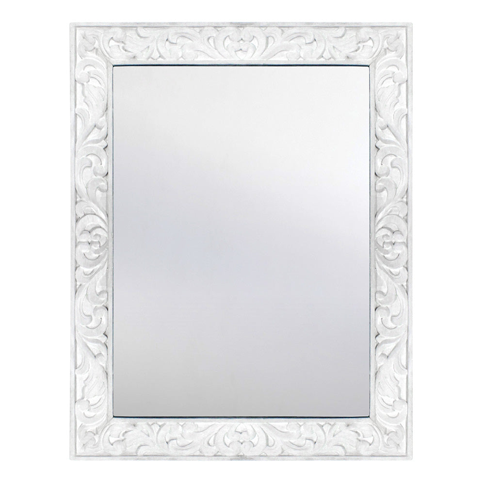 Hand Carved Mirror "Asmara" White - 90 cm