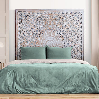 Carved Bed Headboard "Raflessia" - Antic-wash