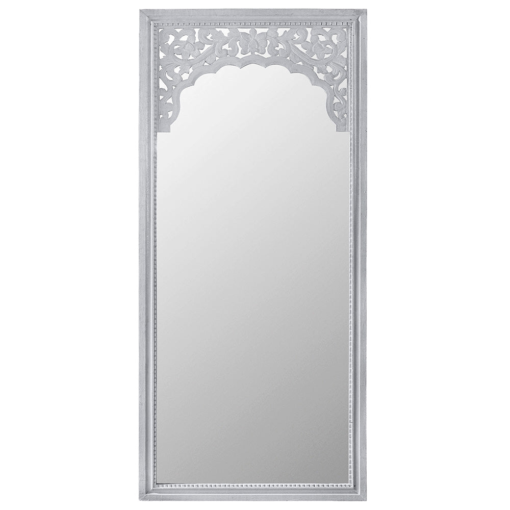 Hand Carved Mirror "Cahaya" in white - 180 cm