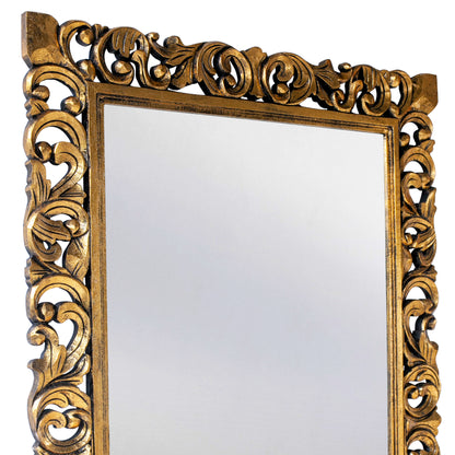 Hand Carved Mirror "Cempaka" Gold Wash - 180 cm