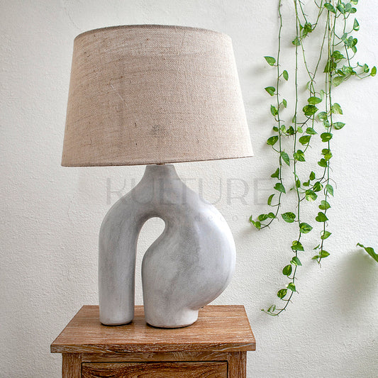 Ceramic Table Lamp 'Arum' - Grey