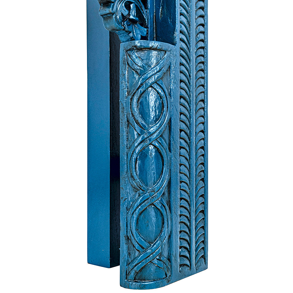 Wooden Carved Console Table "Nia" - Blue & Natural