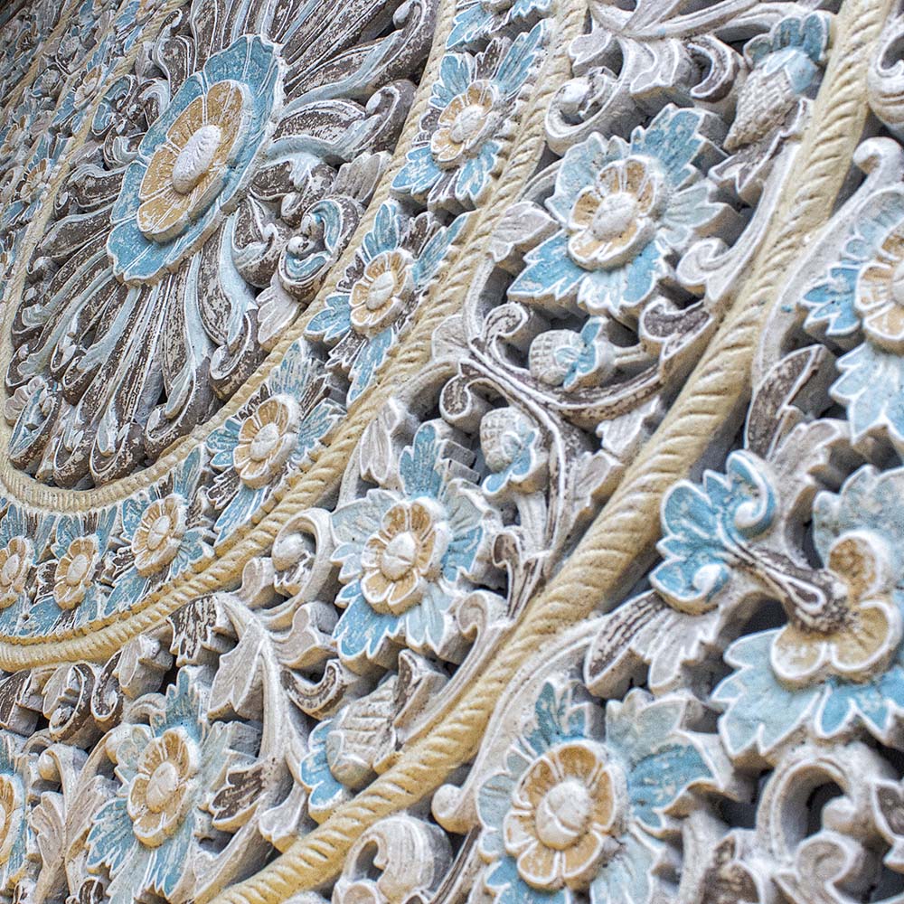 king size mandala bed headboard dianna blue wash bali design hand carved hand made decorative house furniture wood material decorative wall panels decorative wood panels decorative panel board balinese wall art