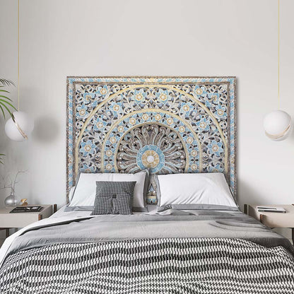 king size mandala bed headboard dianna blue wash bali design hand carved hand made decorative house furniture wood material decorative wall panels decorative wood panels decorative panel board balinese wall art