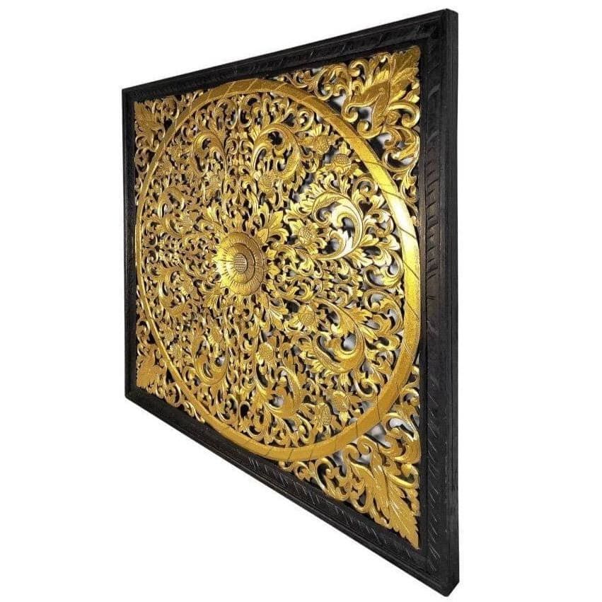 decorative panel lily gold wash bali design hand carved hand made decorative house furniture wood material decorative wall panels decorative wood panels decorative panel board