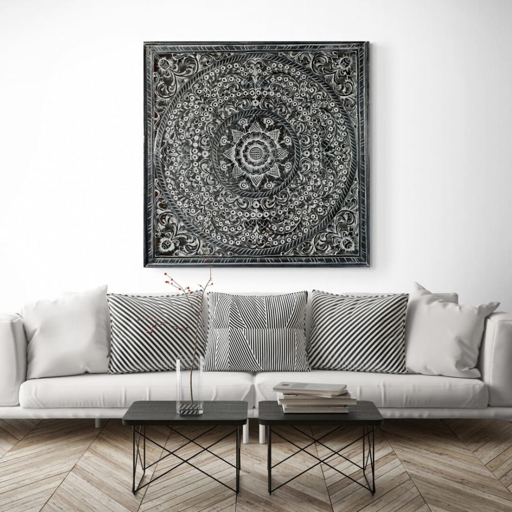 Decorative panel Panel Peony in Monochrome wash - 110 cm