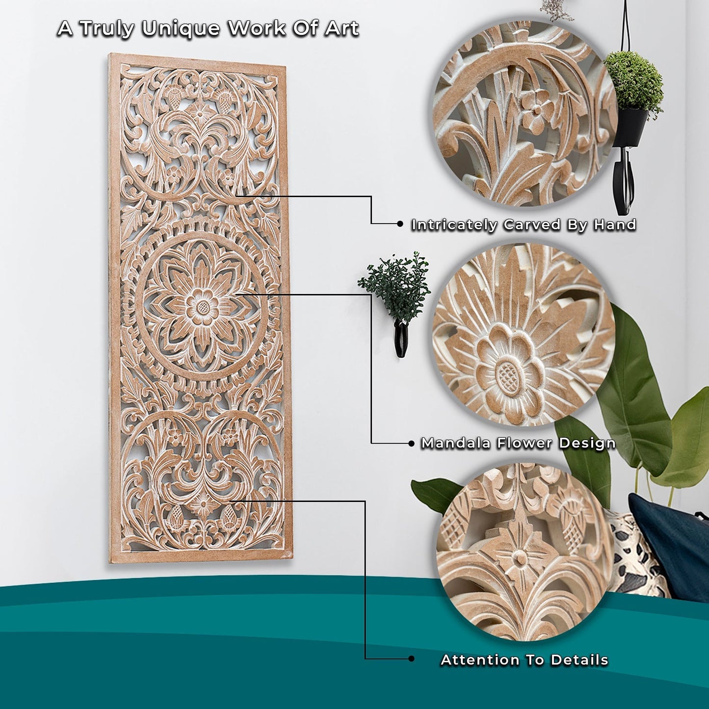 Decorative Panel "Amara" - Antic wash - Set of 3