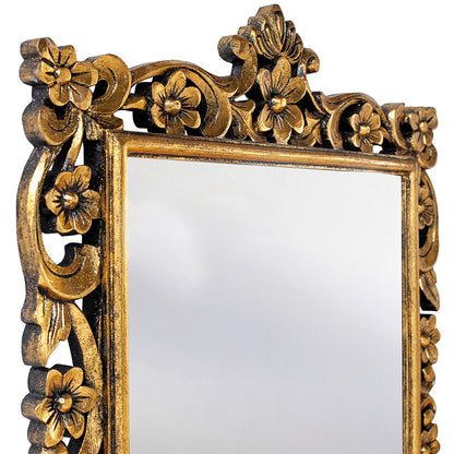 Hand Carved Mirror "Gelora" Gold Wash - 90 cm