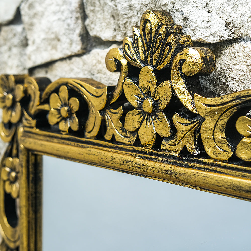 Hand Carved Mirror Gelora Gold Wash 90 cm