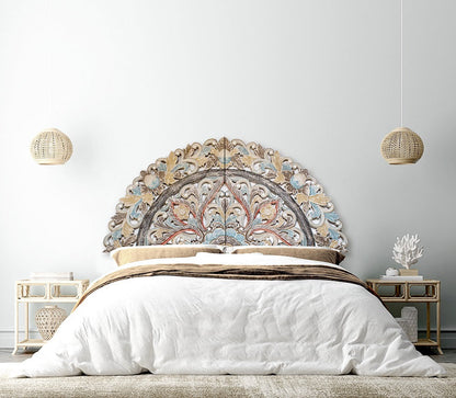 Carved Bed Headboard "Ayunina" - Multicolor pastel - EXP