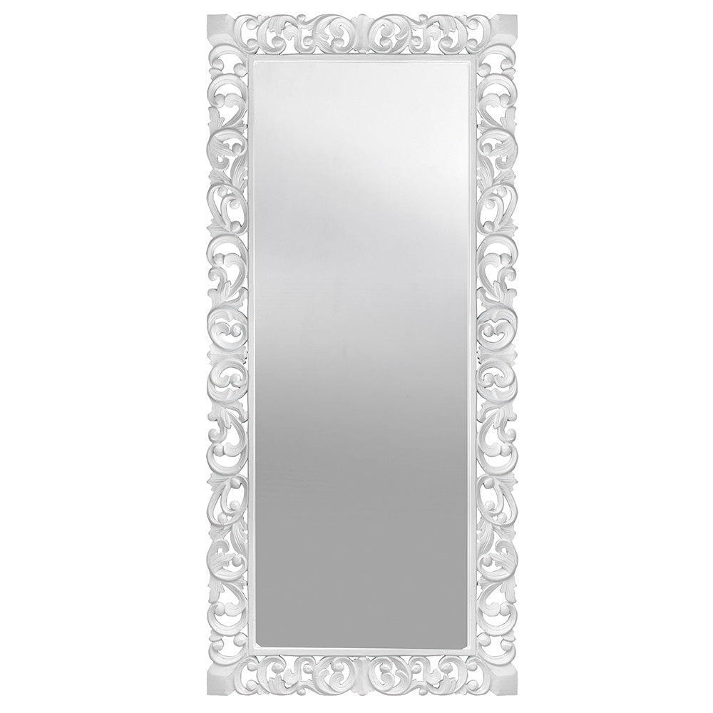 Hand Carved Mirror "Kalbu" White - 180  cm