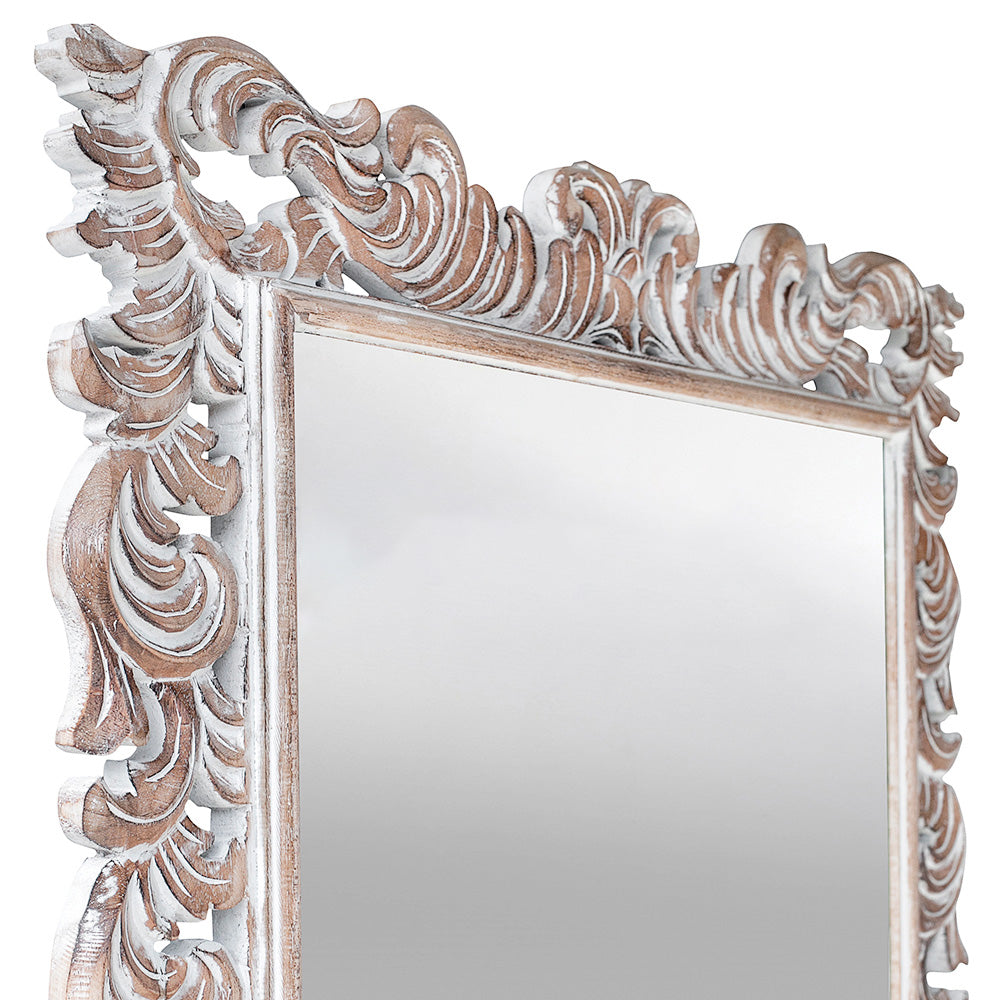 Hand Carved Mirror "Kuno" Antic-wash - 100 cm