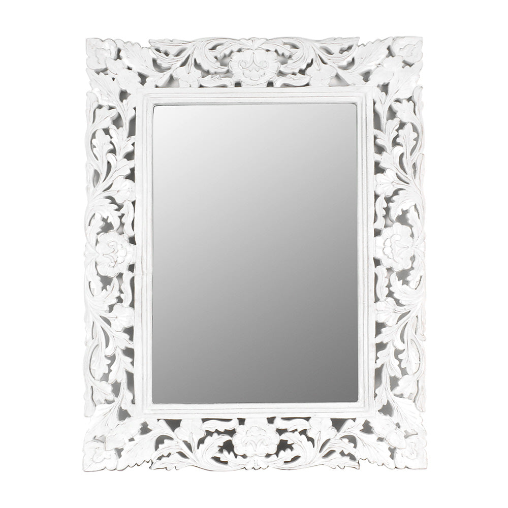 Hand Carved Mirror "Gemilang" White - 90 cm