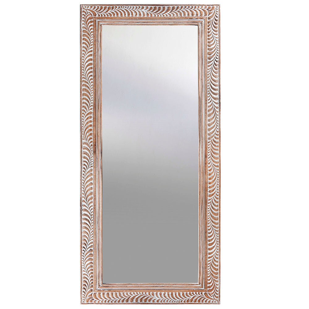 Hand Carved Mirror "Dumogi" - Natural wash