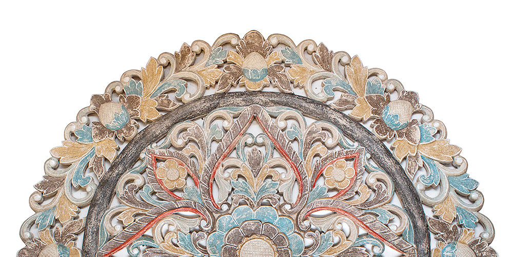 Carved Bed Headboard "Ayunina" - Multicolor pastel - EXP