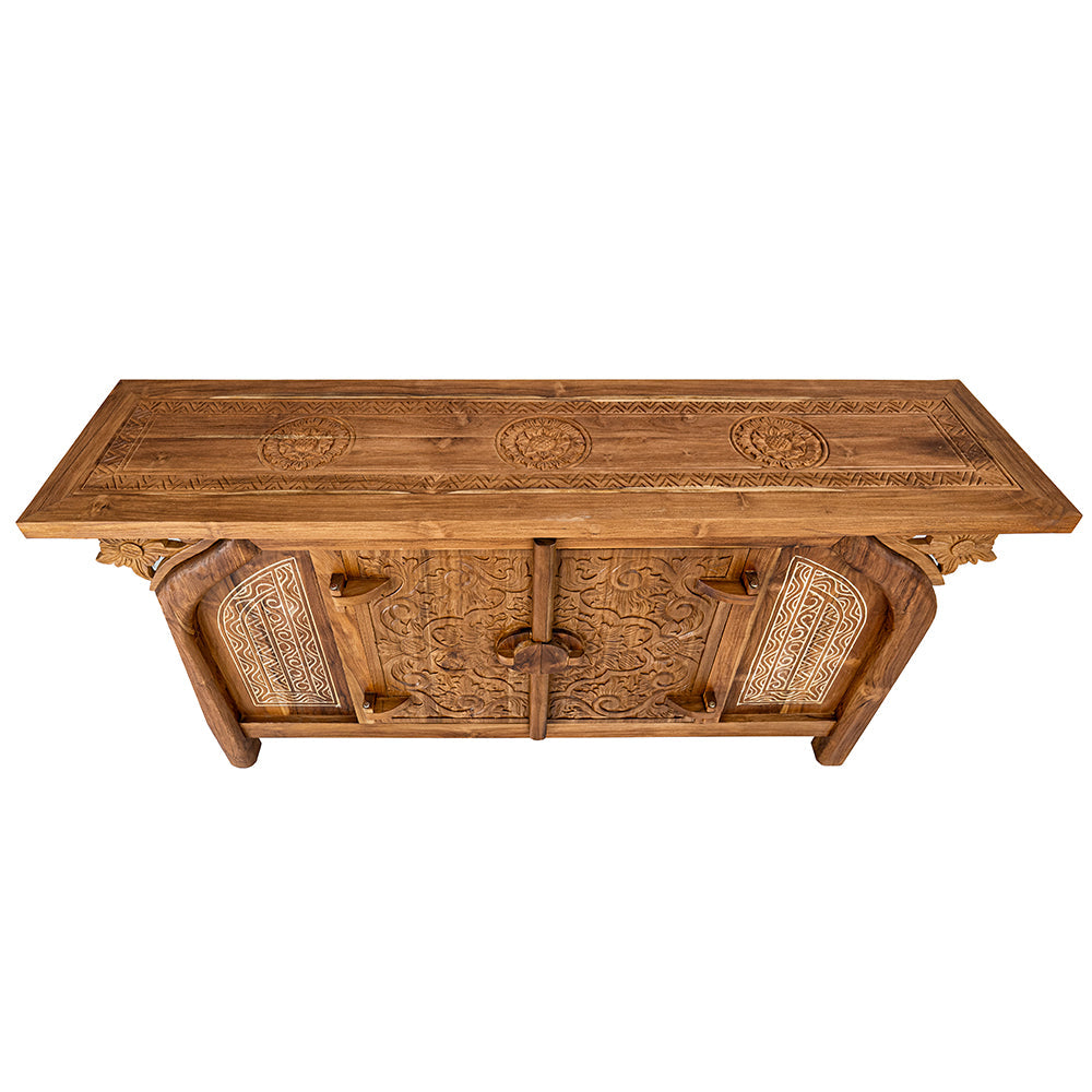 Wooden Carved Console Table "Kamelia" - 170 cm