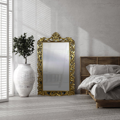 Hand Carved Mirror "Uluwatu" Gold Wash - 180 cm - Kulture Home Decor