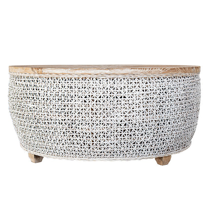 Rattan & Wooden Coffee Table "Maylea" - 90 cm