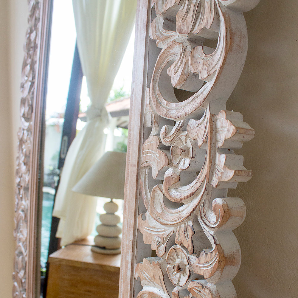 wood mirror agung antic wash bali design hand carved hand made home decorative house furniture wood material