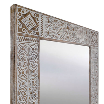 Hand Carved Mirror "Ainaro" - White wash - 180 cm