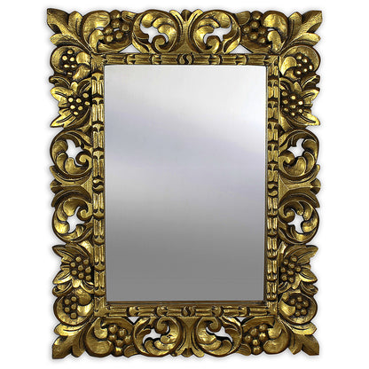 Hand Carved Mirror "Bajo" Gold Wash - 90 cm