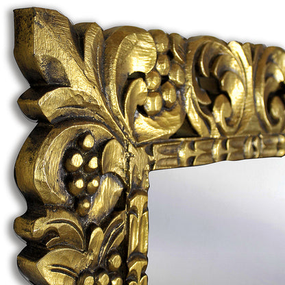 wood mirror bajo gold wash bali design hand carved hand made home decorative house furniture wood material