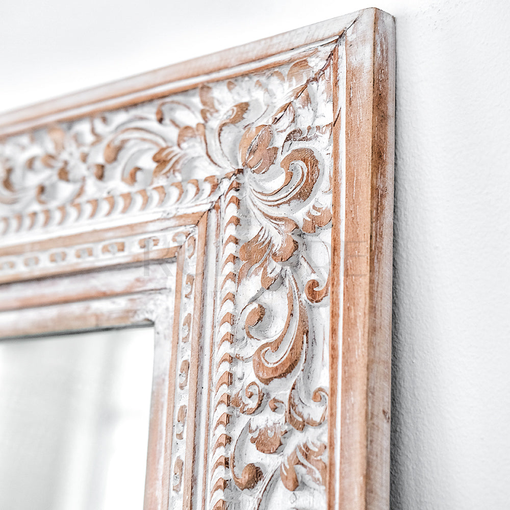 wood mirror balian antic wash bali design hand carved hand made home decorative house furniture wood material