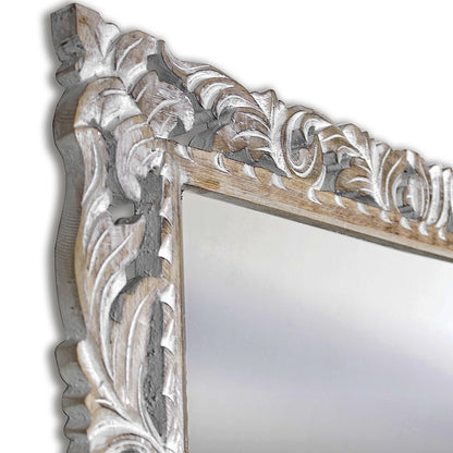 Hand Carved Mirror "Hening" - Antic-wash - 100 cm